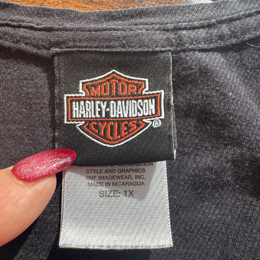 Harley-Davidson Black Long Sleeve Womens V-neck Tee- Size 1X - Picture 5 of 9